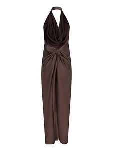 Blanca Vita Knotted Satin Maxi Dress