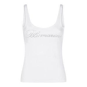 Blumarine Logo-Embellished Ribbed Top