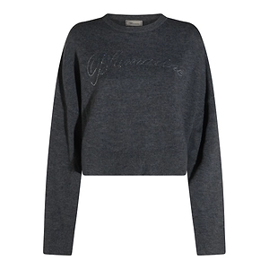 Blumarine Logo Embellished Cropped Sweatershirt