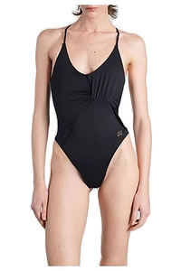 Blumarine Logo Embellished Draped Swimsuit