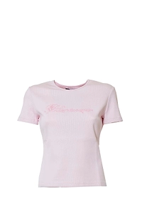 Blumarine Logo Embroidered Crewneck Knitted T-Shirt