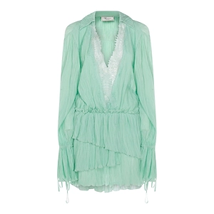 Blumarine Long-Sleeved V-Neck Dress