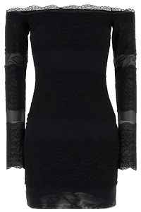 Blumarine Long Sleeved Off-Shoulder Mini Dress