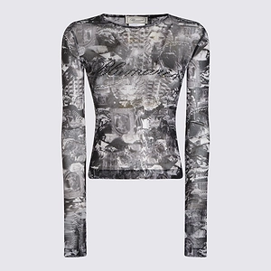 Blumarine Printed Rhinestone Logo Top