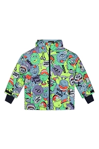 Billieblush Cartoon Printed Zip-Up Hooded Parka