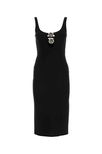 Blumarine Rose Plaque Cut-Out Detailed Midi Dress