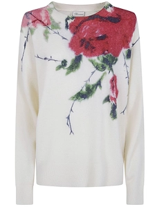 Blumarine Rose Print Knitted Sweater
