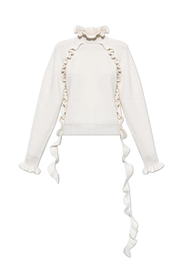 Blumarine Ruffled High-Neck Knitted Sweater