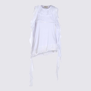 Blumarine Ruffled Logo Long-Sleeve Top