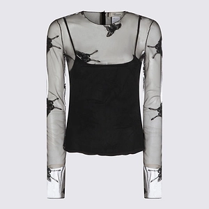 Blumarine Sheer Butterfly-Embroidered Top