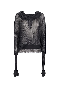 Blumarine Scarf Detailed Ruffled Cuff Pleated Blouse
