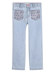 Billieblush Embellished-Pocket Straight Leg Jeans