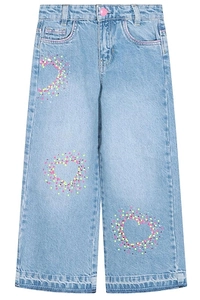 Billieblush Embellished Heart Wide-Leg Jeans