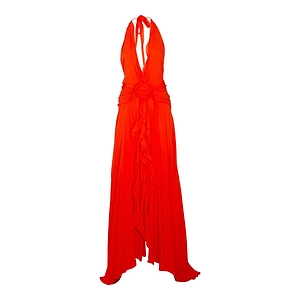 Blumarine V-Neck Open-Back Dress
