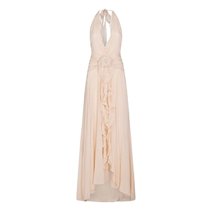 Blumarine V-Neck Open-Back Dress