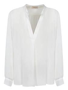 Blanca Vita Pleated V-Neck Tunic Top