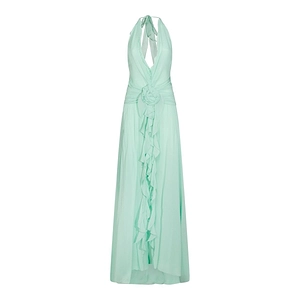 Blumarine V-Neck Open-Back Dress