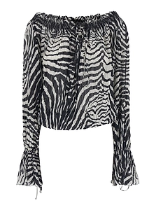 Blumarine Zebra Printed Boat Neckline Blouse