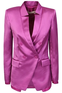 Blanca Vita Satin Double-Breasted Blazer