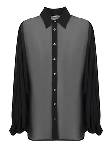 Blanca Vita Sheer Oversized Button-Up Shirt
