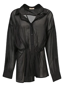 Blanca Vita Sheer Gathered-Waist Shirt