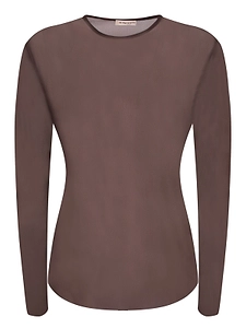 Blanca Vita Sheer Long-Sleeve Tulle Top