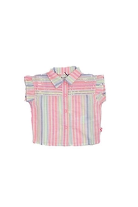 Billieblush Ruffled Sleeve Striped Shirt