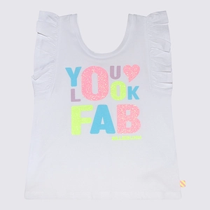Billieblush Slogan Printed Ruffle Detailed Sleeveless T-Shirt