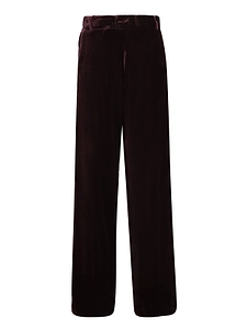 Blanca Vita Wide-Leg Velvet High-Waist Pants