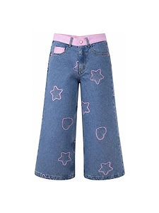 Billieblush Star Patch Wide Leg Jeans