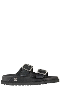 Birkenstock Arizona Fur Buckled Slide Sandals