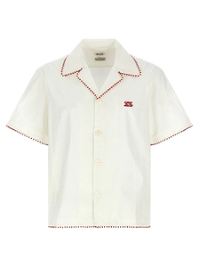 Bode Redbud Lace-Trim Bowling Shirt