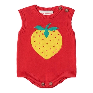 Bobo Choses Pixel Strawberry Knitted Rompers