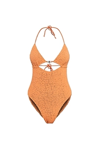 Bond-Eye Cut-Out Beaded Swimsuit