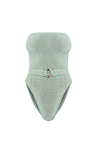 Bond-Eye Fane Belted Strapless Swimsuit