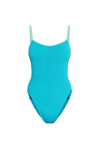 Bond-Eye Textured Contrast Strap Swimsuit
