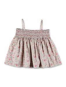 Bonpoint Apolline Smocked And Hand-Embroidered Strappy Blouse