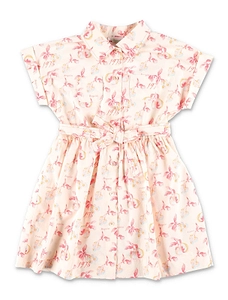 Bonpoint Belted Waist Floral Printed Shirt Dress