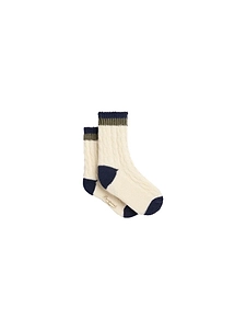 Bonpoint Cable Knit Logo Socks