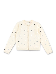 Bonpoint Cherry-Embroidered Button-Up Cardigan