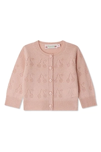 Bonpoint Cherry Patterned Crewneck Cardigan
