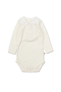 Bonpoint	Cygne Hand-Embroidered Polka Dot Bodysuit
