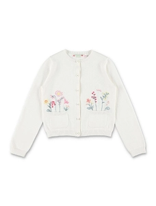 Bonpoint Floral-Embroidered Button-Up Cardigan