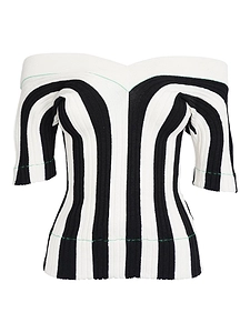 Bottega Veneta Ribbed-Knit Striped Top