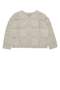 Bonpoint Lea-Marie Crewneck Crochet Cardigan