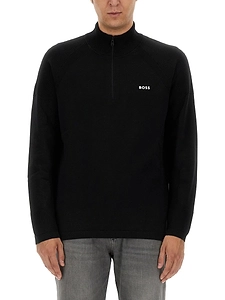 Boss Hugo Boss Logo Detailed Zip-Neck Jumper