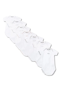 Bonpoint Lundi Embroidered Set Of Seven Babygrows