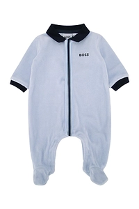 Boss Kids Logo Zip Footed Onesies