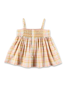 Bonpoint Prunelle Smocked And Hand-Embroidered Blouse