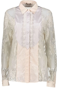 Bottega Veneta Ruffled Lace Panel Shirt